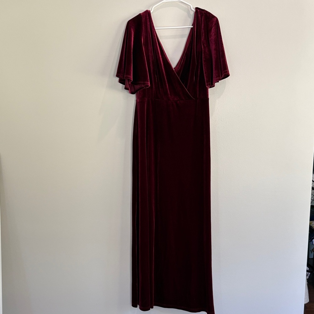 Ever Pretty Deep Red Velvet Maxi Dress